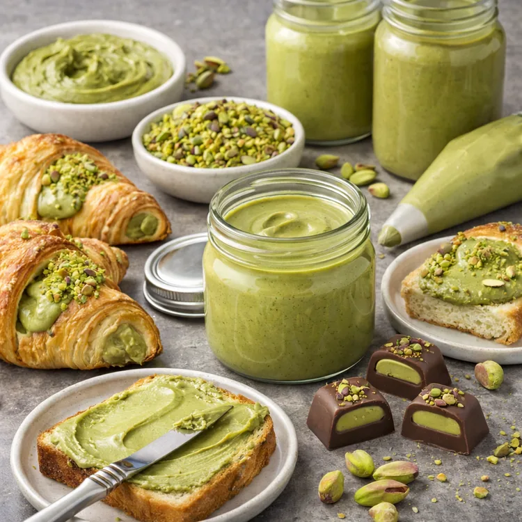Pistachio creams, fillings and spreadable concepts for food manufacturing and private label